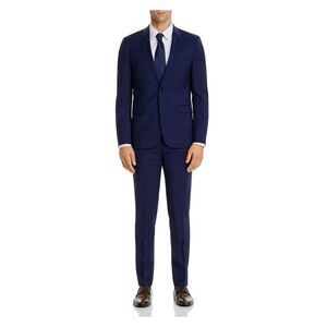 HUGO BOSS Mens Blue Multi-Extra Slim Fit Wool Blend Suit Separate Blazer 46R